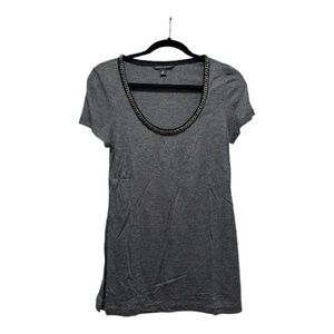 Banana Republic Charcoal Chain Neckline Short Sleeve Tee